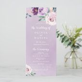 ブルーミング植物紫色のフローラ結婚式プログラム メニュー (スタンド正面)