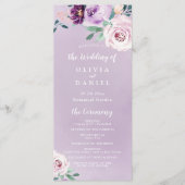 ブルーミング植物紫色のフローラ結婚式プログラム メニュー (正面)