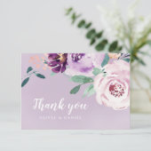 ブルーミング植物紫色の水彩フローラ サンキューカード (スタンド正面)