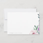 ブルーミング植物紫色の水彩フローラ サンキューカード (裏面)