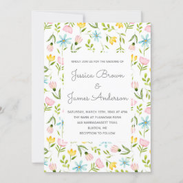 ブルーミング水彩春ペースト結婚花 招待状