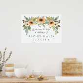 ブルーミング水彩歓迎ポスター ポスター (キッチン)