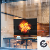 ブルーミング火災バラ ウィンドウサイン (カフェ窓)