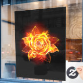 ブルーミング火災バラ ウィンドウサイン (カフェ窓)