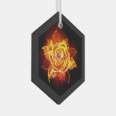 ブルーミング火災バラ ガラスオーナメント (正面右)