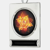 ブルーミング火災バラ シルバープレートバナーオーナメント (左)