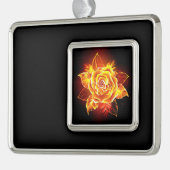 ブルーミング火災バラ シルバープレートフレームオーナメント (左)