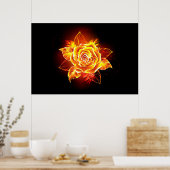 ブルーミング火災バラ ポスター (キッチン)