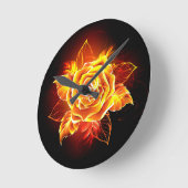 ブルーミング火災バラ ラウンド壁時計 (傾斜)
