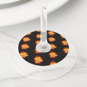 ブルーミング火災バラ ワイングラスタグ (クローズアップ)