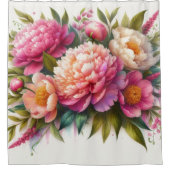 ブルーミング牡丹ピンクフローラシャワーカーテン シャワーカーテン (正面)