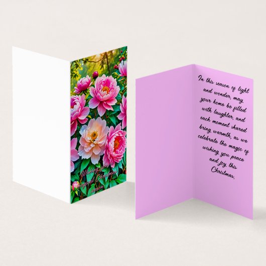 ブルーミング牡丹Chriatymasカード (内部&外部)
