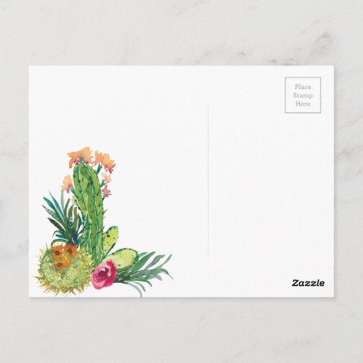 ブルーミング砂漠の多肉的な結婚式はがき ポストカード (裏面)