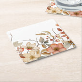 ブルーミング秋の水カラー秋コースター スクエアペーパーコースター (アングル)