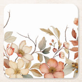 ブルーミング秋の水カラー秋コースター スクエアペーパーコースター (正面)