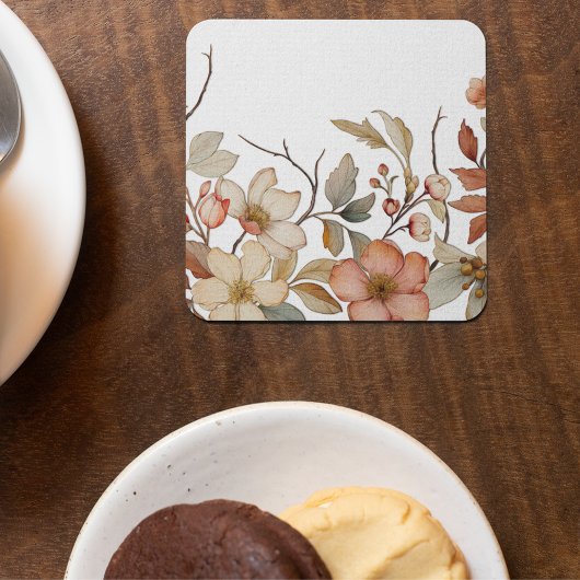 ブルーミング秋の水カラー秋コースター スクエアペーパーコースター