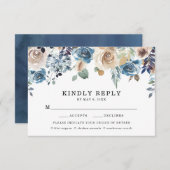 ブルーミング美しいウェディングRSVPカードと食事の選択 出欠カード (正面/裏面)