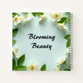 ブルーミング美しいノートと白フローラデザイン ノートブック (裏面)
