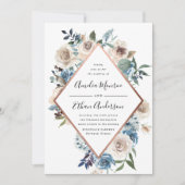 ブルーミング美しいフローラフレーム結婚式招待状 招待状 (正面)