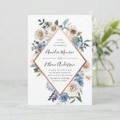 ブルーミング美しいフローラフレーム結婚式招待状 招待状 (スタンド正面)