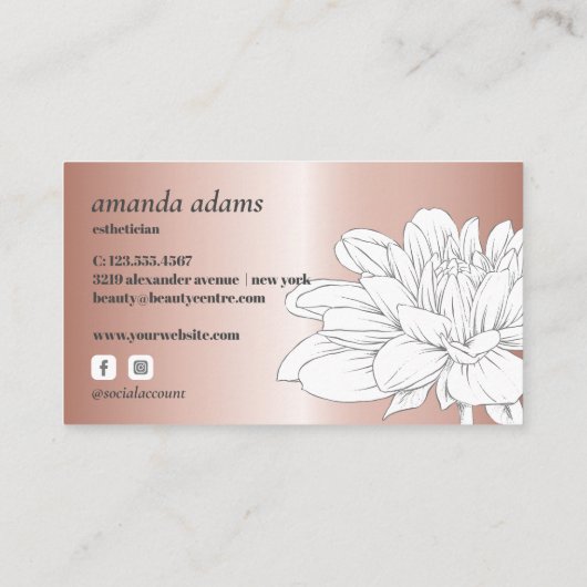 ブルーミング美しい |バラ金ゴールドスキンケアエステティシャン 名刺 (裏面)