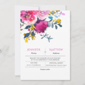 ブルーミング花びら水彩フローラ結婚式の招待 招待状 (正面)