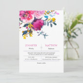 ブルーミング花びら水彩フローラ結婚式の招待 招待状 (スタンド正面)