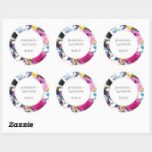 ブルーミング花びら水彩花模様シール ラウンドシール (シート)