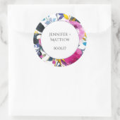 ブルーミング花びら水彩花模様シール ラウンドシール (バッグ)