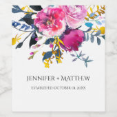 ブルーミング花びら水彩花模様ワインラベル ワインラベル (シングルラベル)