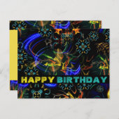 ブルーミング花火フォークアート誕生日 ポストカード (正面/裏面)