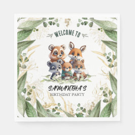 ブルーミング誕生日バッシュ：蝶とクマ スタンダードランチョンナプキン