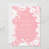 ブルーミング赤面ピンクフローラ結婚式招待状 招待状 (正面)