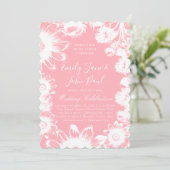 ブルーミング赤面ピンクフローラ結婚式招待状 招待状 (スタンド正面)