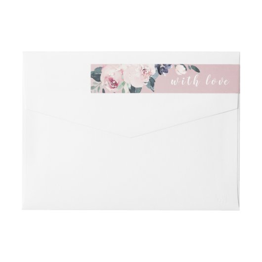 ブルーミング赤面水彩フローラ結婚ズ ラップアラウンドラベル (裏面)