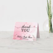 ブルーミング軟水色ピンクフローラ赤ちゃんシャワー サンキューカード (裏面)