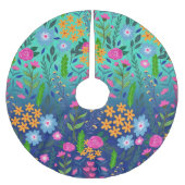 ブルーミントグラディエントガーデンフラワーズかわいらしデザイン ブラッシュドポリエステルツリースカート (正面)