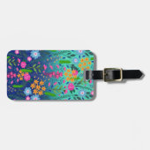 ブルーミントグラディエントガーデンフラワーズかわいらしデザイン ラゲッジタグ (正面横)