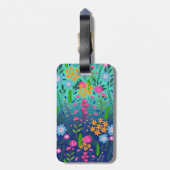 ブルーミントグラディエントガーデンフラワーズかわいらしデザイン ラゲッジタグ (裏面縦)