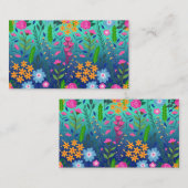 ブルーミントグラディエントガーデンフラワーズかわいらしデザイン 名刺 (正面/裏面)
