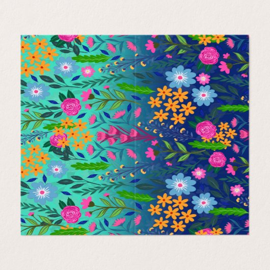 ブルーミントグラディエントガーデンフラワーズかわいらしデザイン 名刺 (外部フラット)