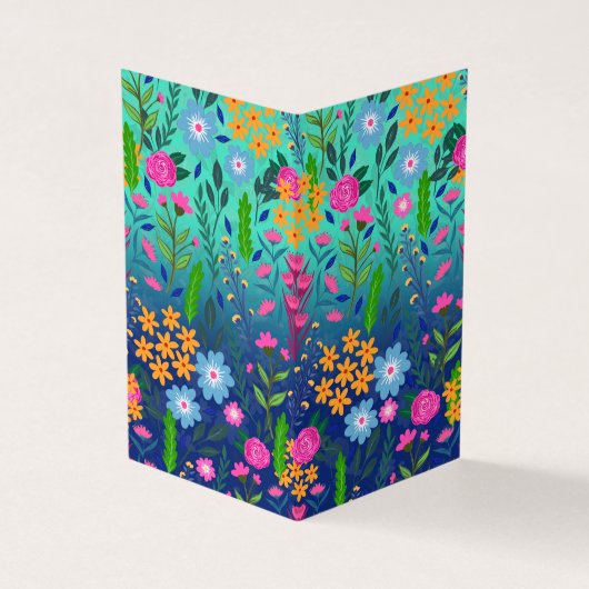 ブルーミントグラディエントガーデンフラワーズかわいらしデザイン 名刺 (外部)