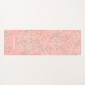 ブルーミントグリーンホワイトコーラルレッドピンクテラゾアート ヨガマット (正面(横))