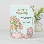 ブルーミントフローラティーパーティの招待状 招待状 (スタンド正面)