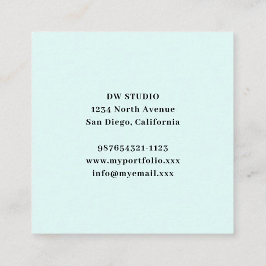 ブルーミントモダン金ゴールドスパークルズ名刺 スクエア名刺 (裏面)