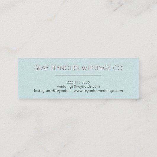 ブルーミントモノグラムシックフローラウェディングプランナー スキニー名刺 (裏面)