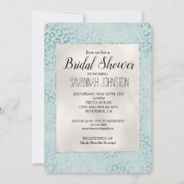 ブルーミントレオパードプリントグリッター 招待状