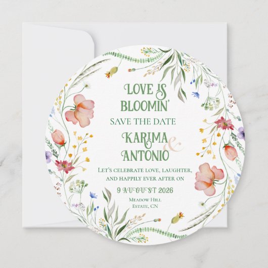 ブルーミン・ウィムシー」ワイルドフラワーDate Cardを保存 (裏面)