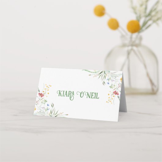 ブルーミン・ウィムシー» Wildflower Wedding Reception プレイスカード (正面)