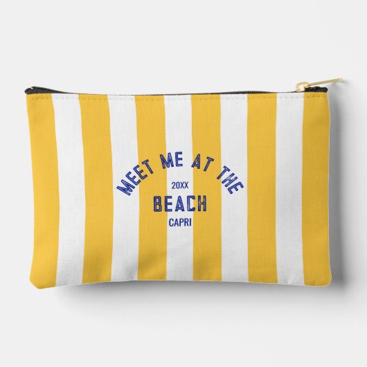 ブルーミートマイアットザビーチイエローカバナストライプ アクセサリーポーチ (裏面)